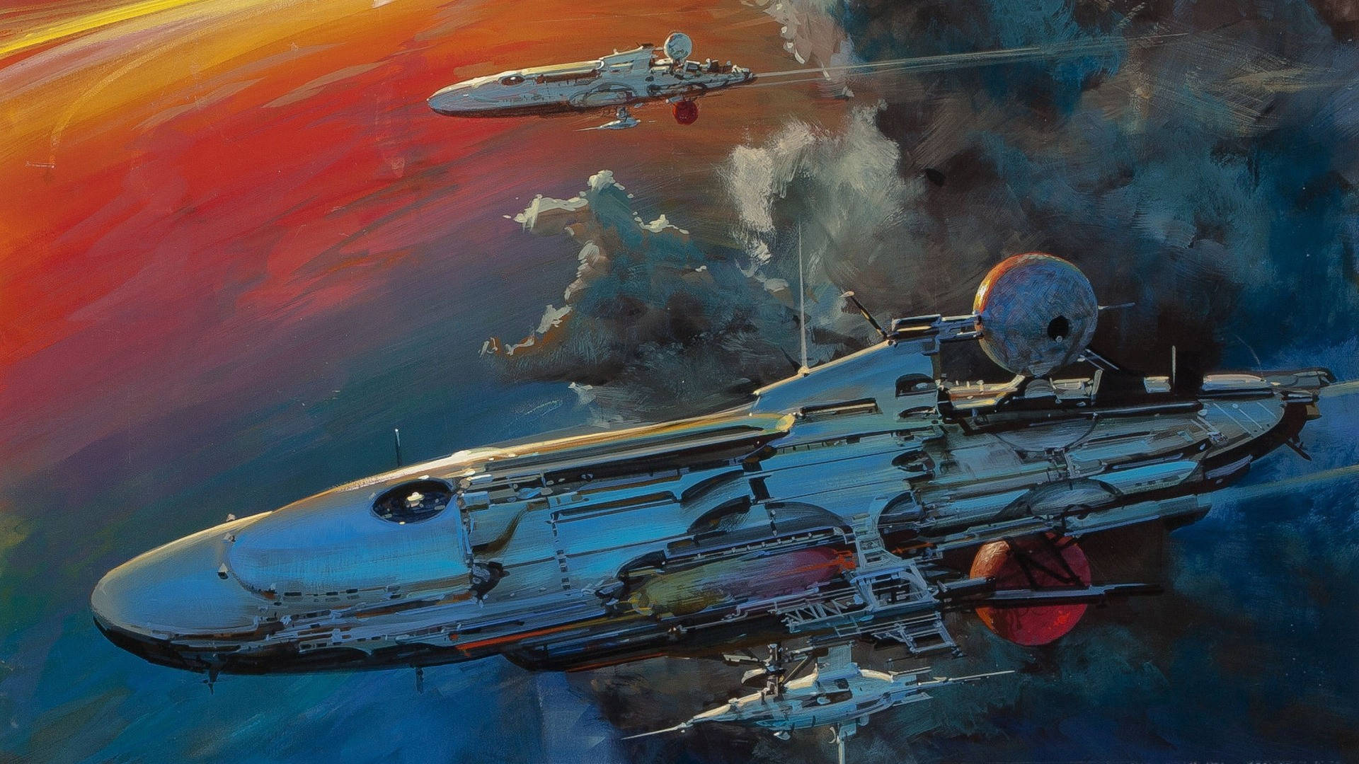 Retro Space Ship Wallpaper