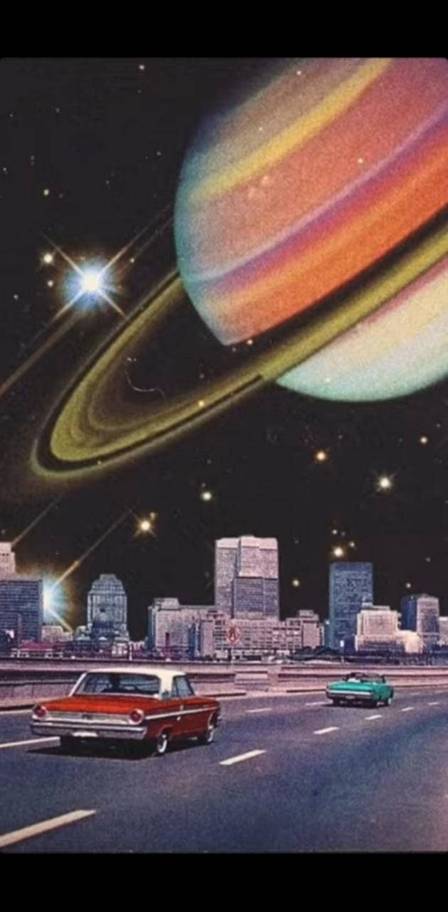 Retro Space City Wallpaper