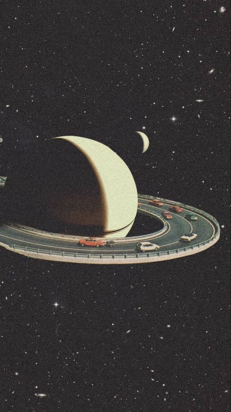 Explore a Retro Space Odyssey Wallpaper