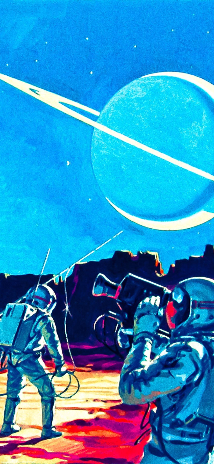 Retro Space Viewing Wallpaper