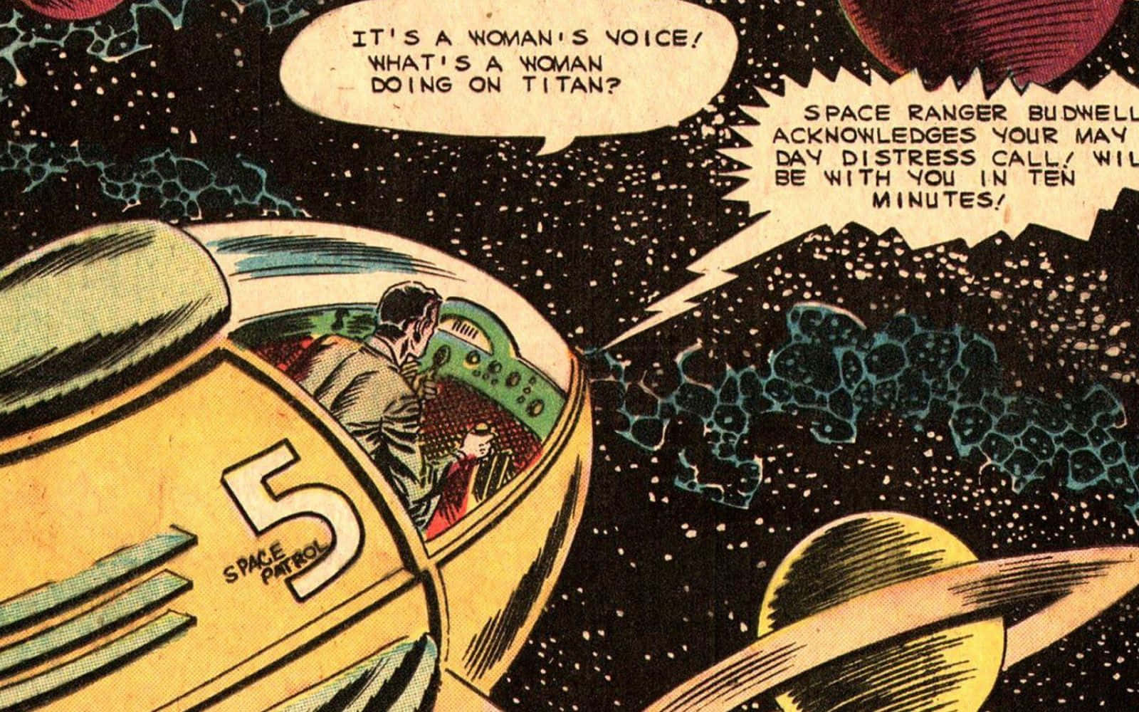 Retro Space Patrol Comic Scene Wallpaper