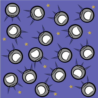 Retro Space Rockets Pattern PNG