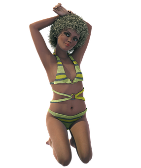 Retro Style Animated Girlin Bikini PNG