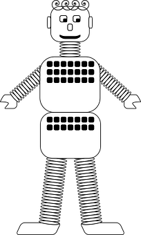 Retro Style Blackand White Robot PNG