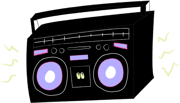 Retro Style Boombox Illustration PNG