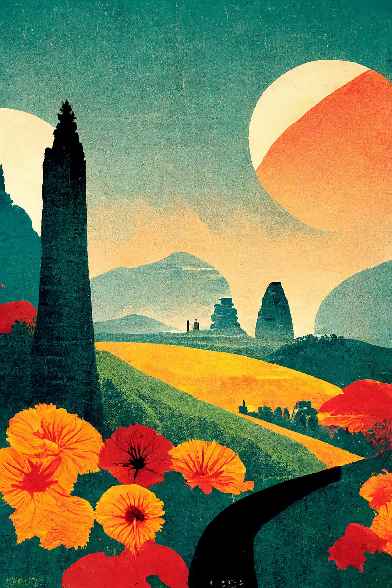 Retro Style Exotic Travel Poster Wallpaper