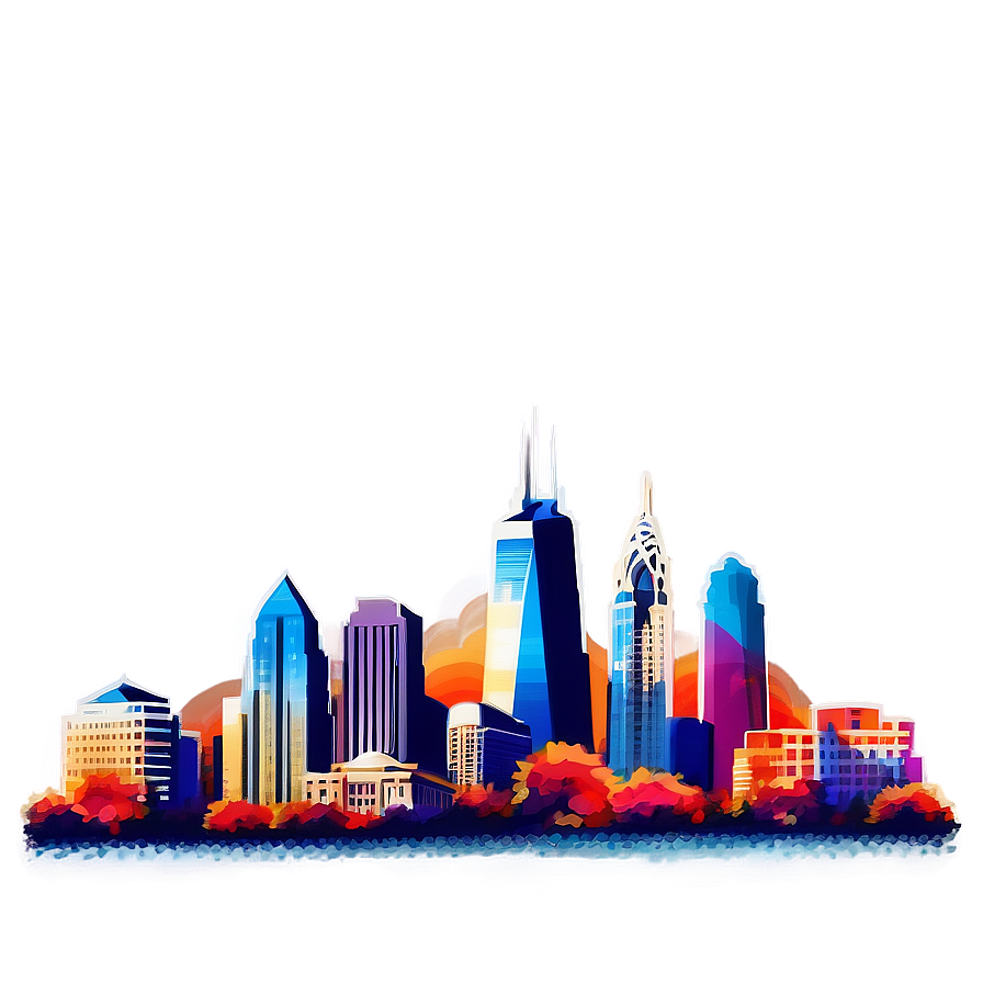 Retro Style Philadelphia Skyline Png 3 PNG