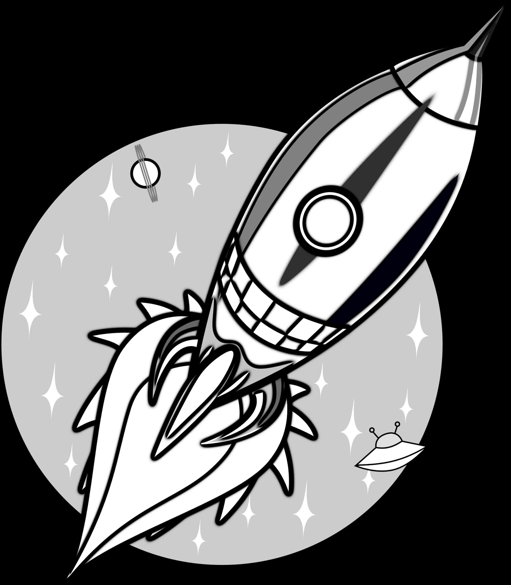 Retro Style Rocket Launch PNG