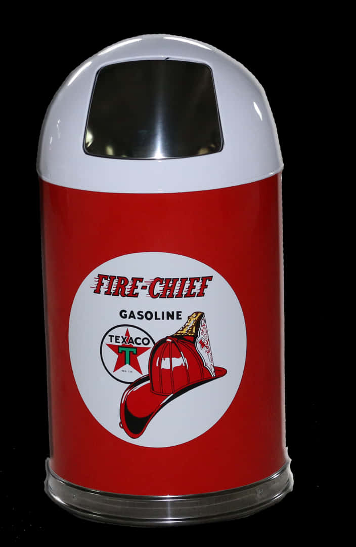 Retro Style Texaco Fire Chief Gasoline Trash Can PNG