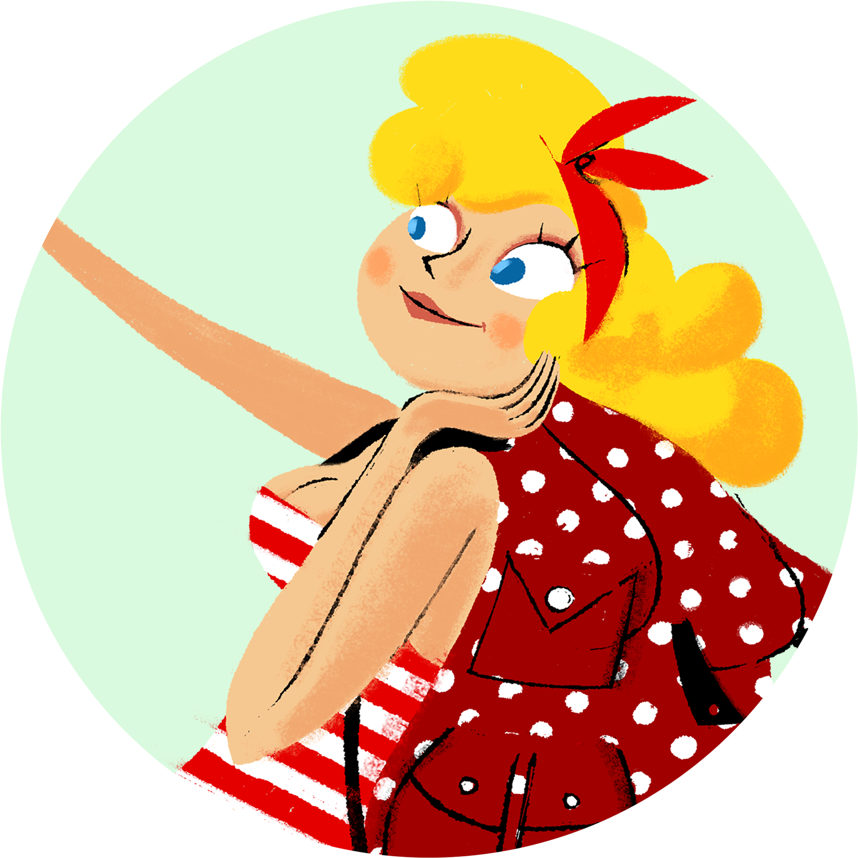 Retro Styled Animated Girl Illustration PNG