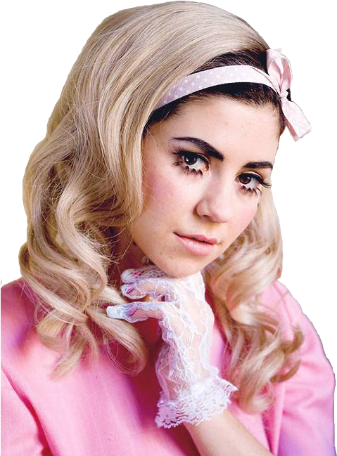 Retro Styled Blonde Woman Pink Dress PNG