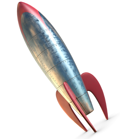 Retro Styled Rocket Illustration PNG