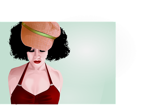 Retro Styled Woman Illustration PNG