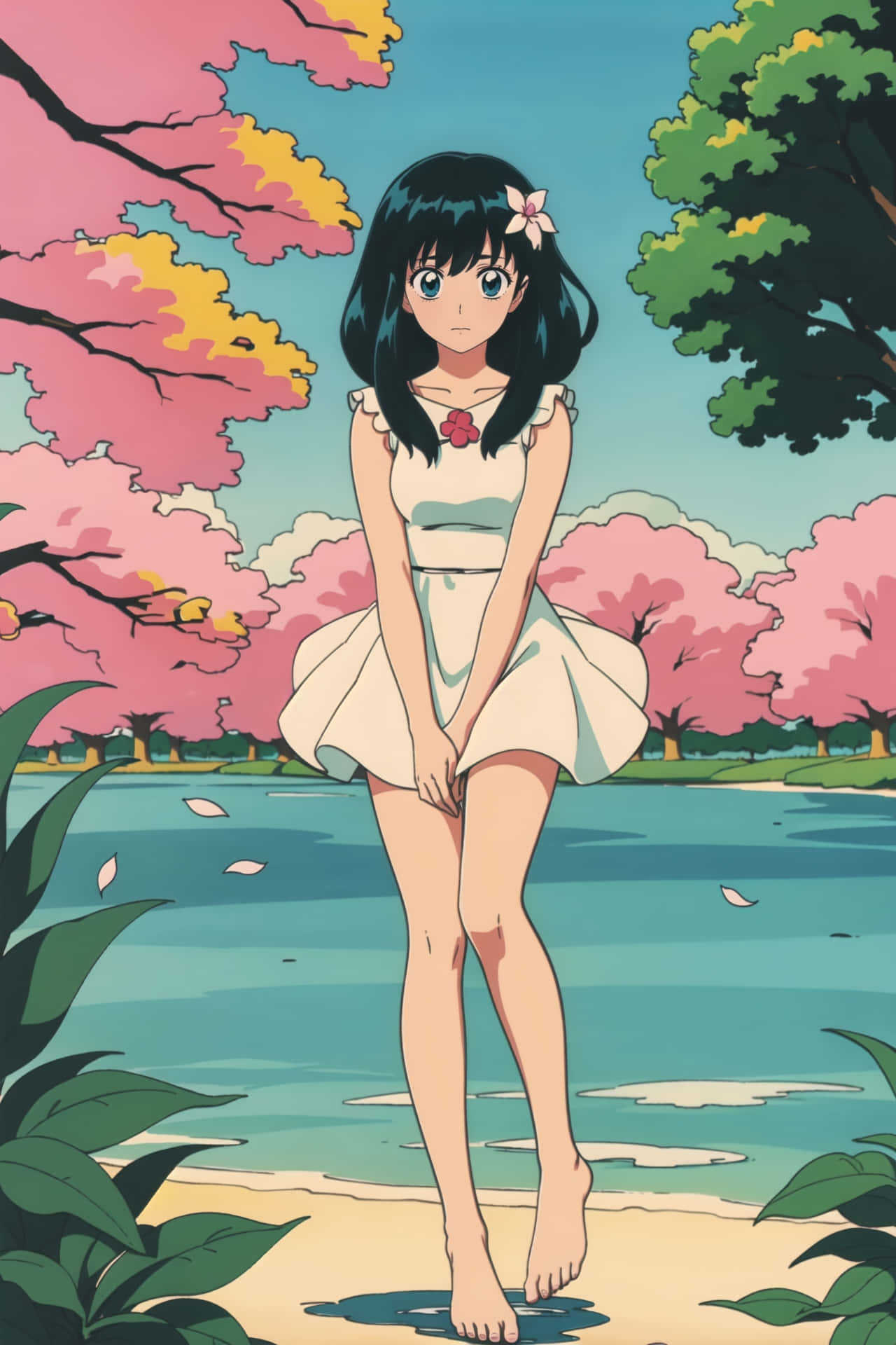 Retro Summer Anime Girl Wallpaper