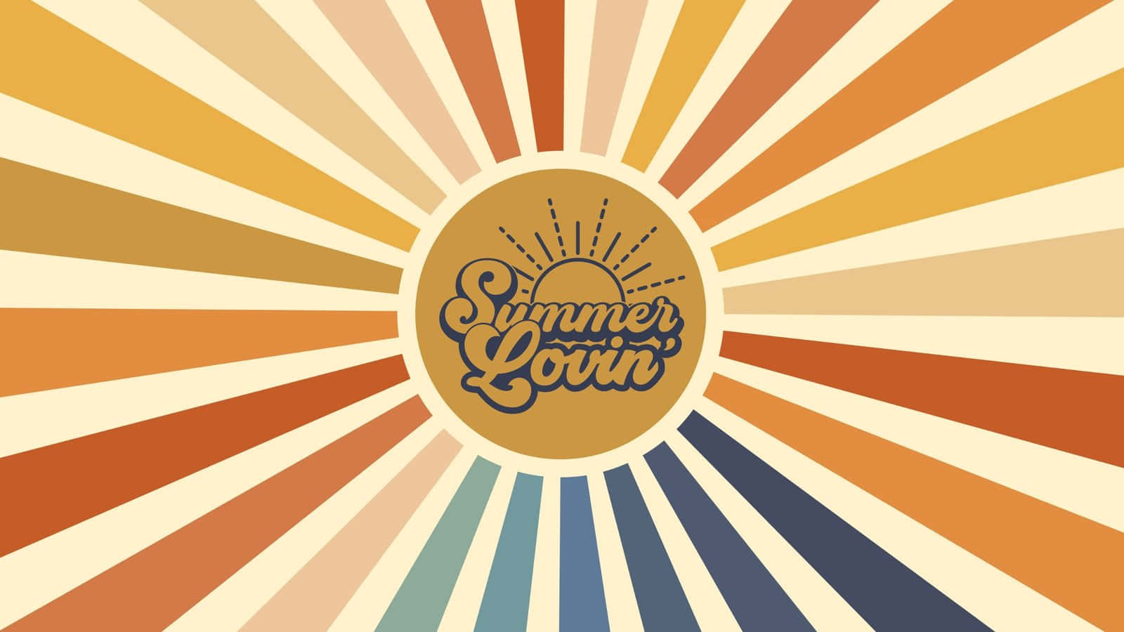 Retro Summer Lovin Sunburst Graphic Wallpaper