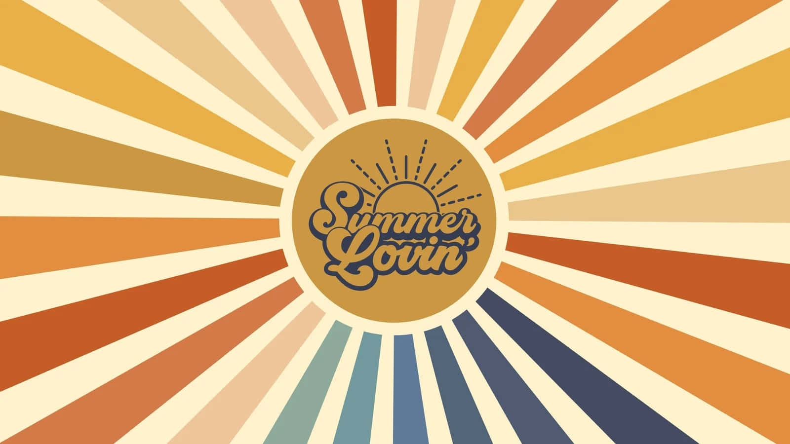 Retro Summer Lovin Sunburst Graphic Wallpaper