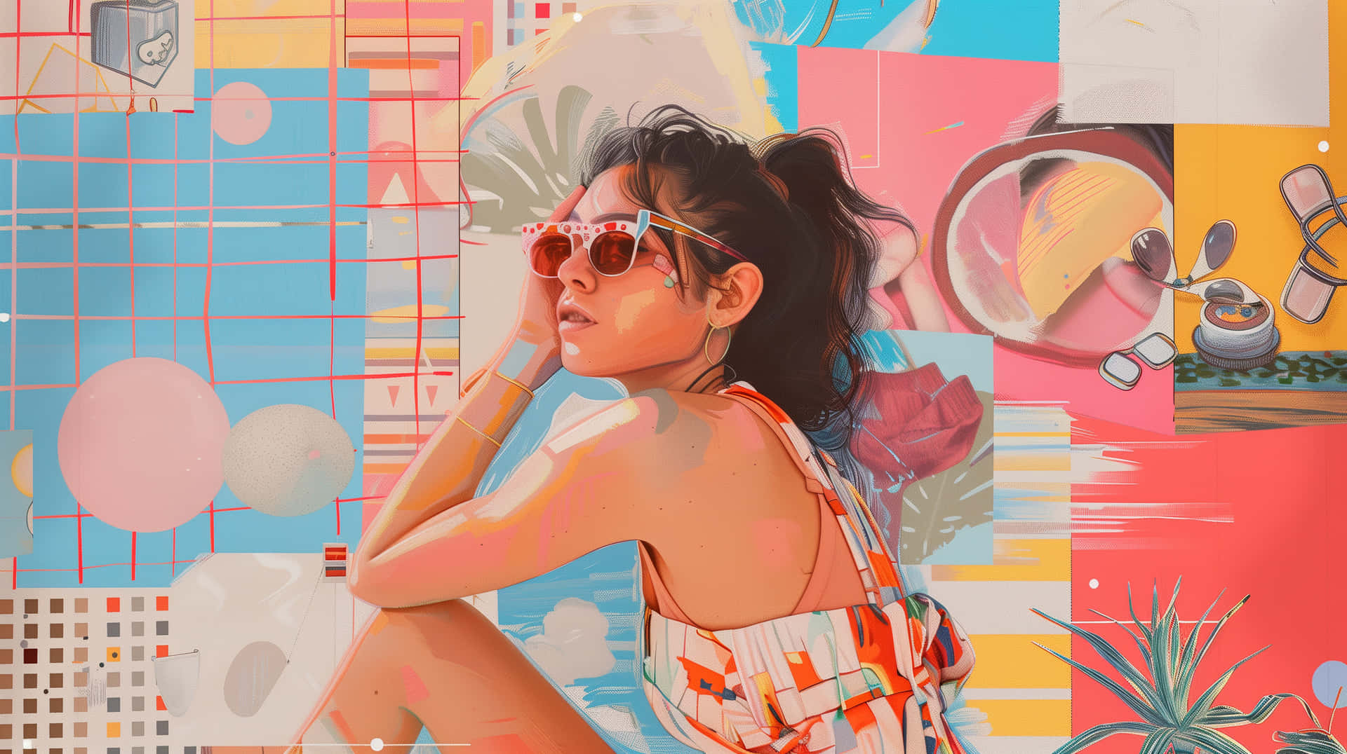 Retro Summer Vibes Artwork Wallpaper