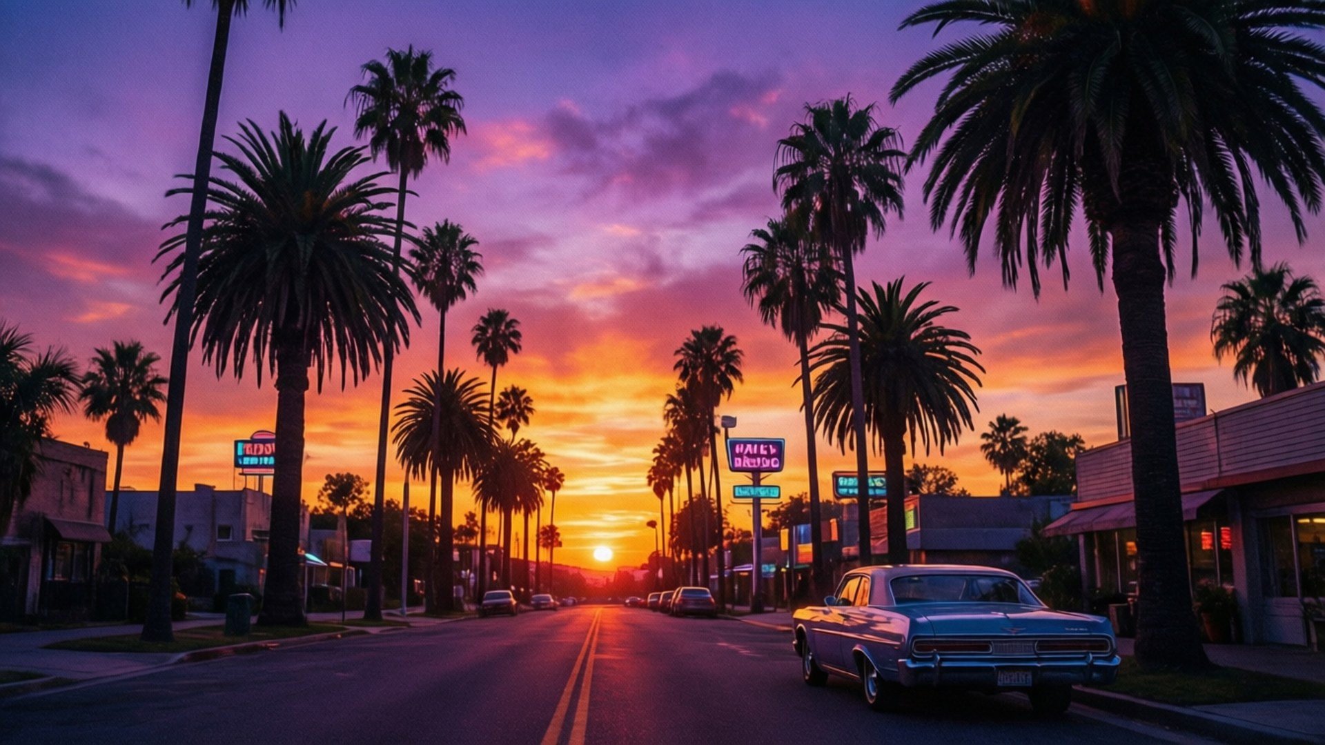 Retro Sunset Wallpaper