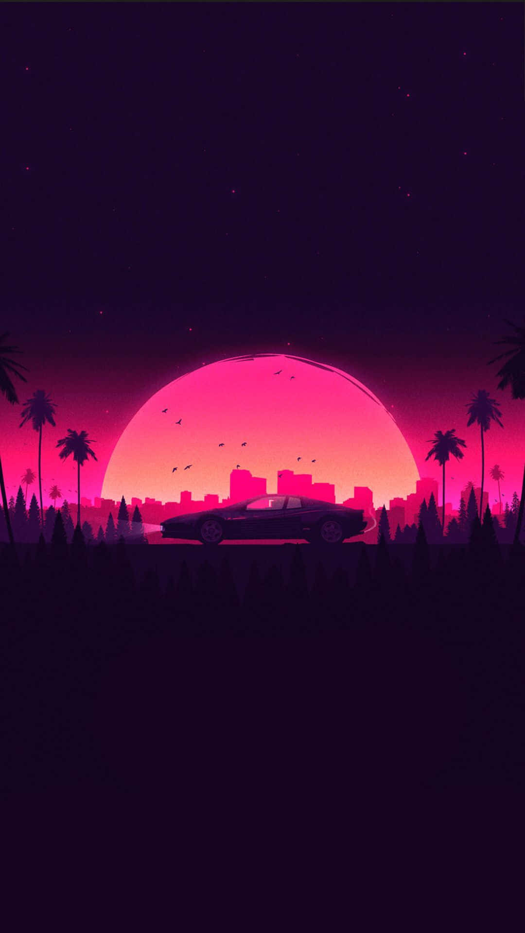 Retro Wave Sunset and Running Car Wallpaper HD Artist 4K Wallpapers  Images and Background  Wallpapers Den
