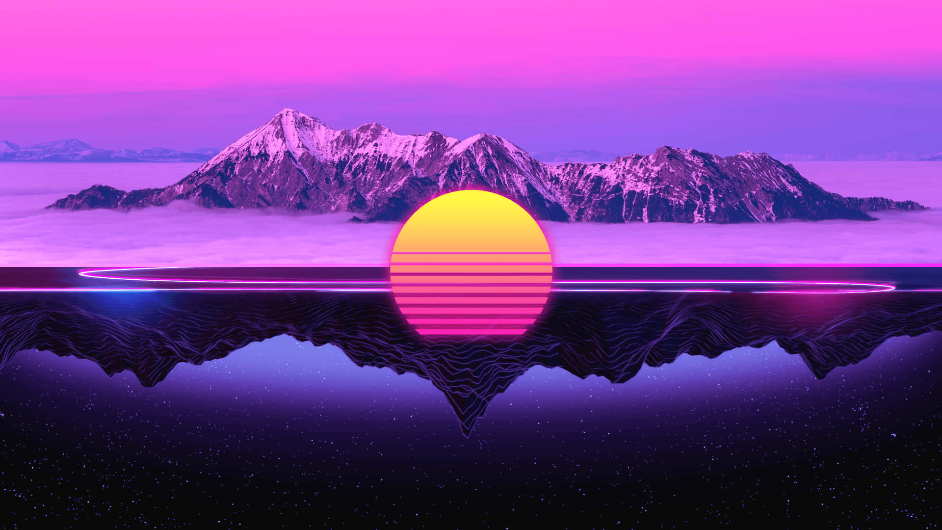 Einblick Auf Einen Altmodischen Sonnenuntergang Mit Wunderschönen Farbtönen Von Orange, Gelb Und Pink. Wallpaper