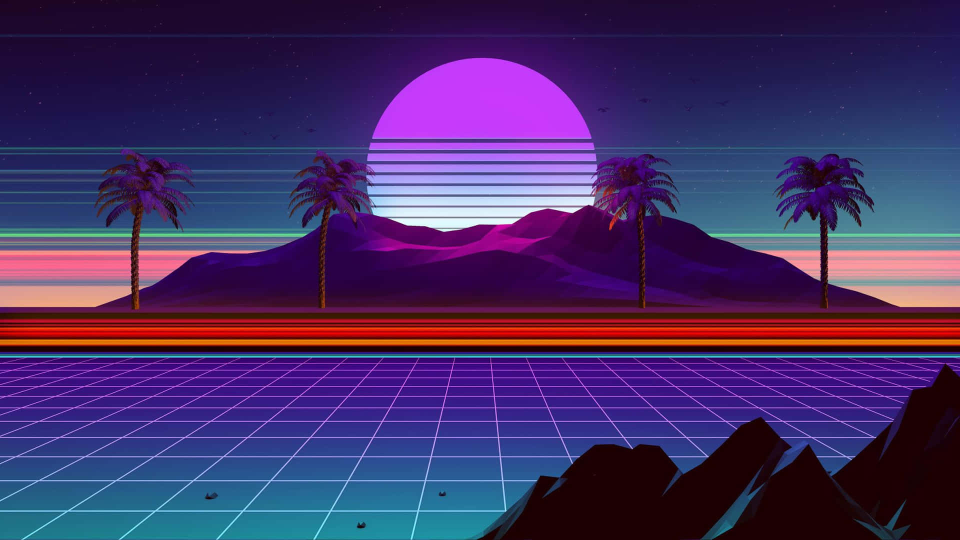 Take a moment to appreciate the endless beauty of a Retro Sunset Wallpaper