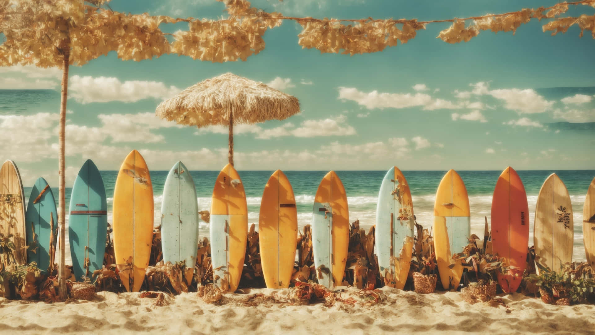 Retro Surf Summer Vibes Wallpaper