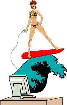 Retro Surfing Illustration PNG