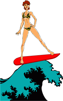 Retro Surfing Illustration PNG