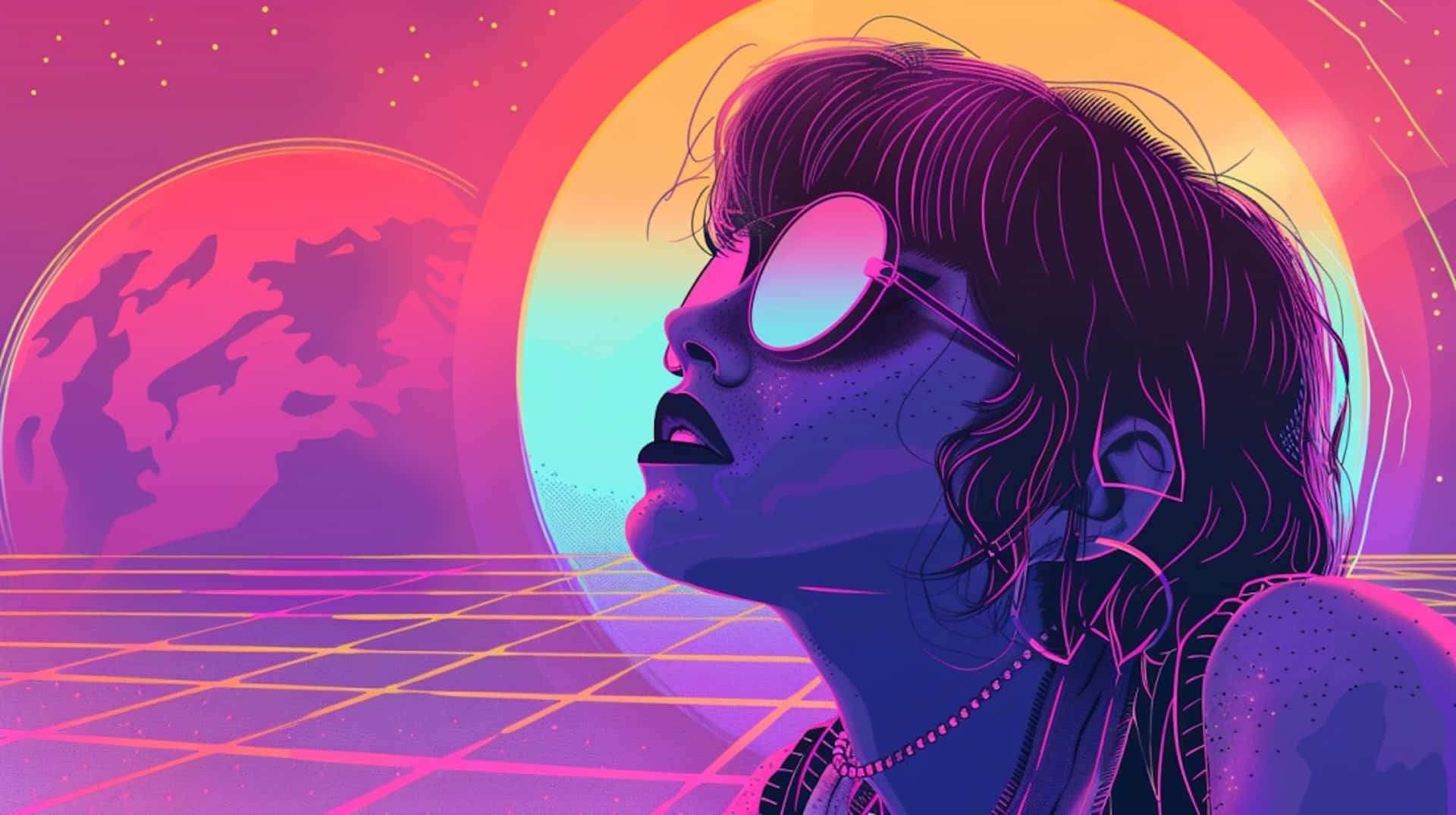 Retro Synthwave Dreamscape Wallpaper