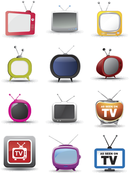 Retro T V Icons Set PNG