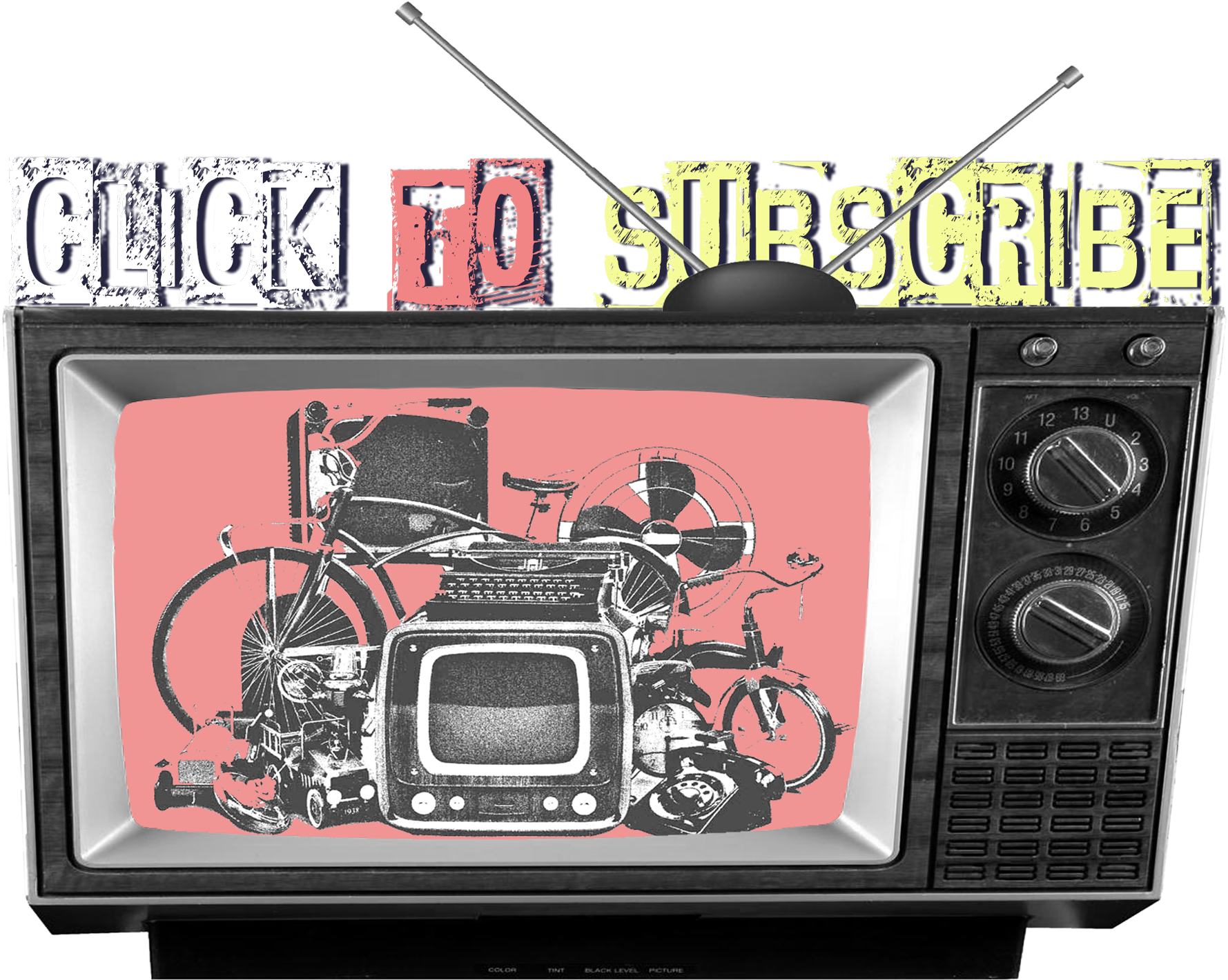 Retro T V Subscribe Concept PNG