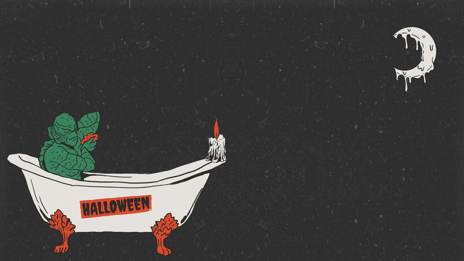 Retro Vintage Halloween Bathtub Scene Wallpaper