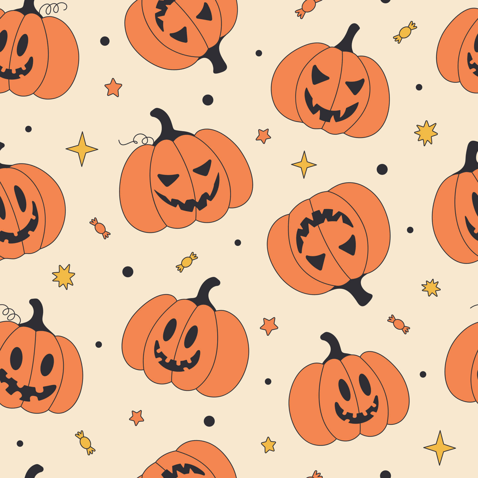 Retro Vintage Halloween Pumpkin Pattern Wallpaper