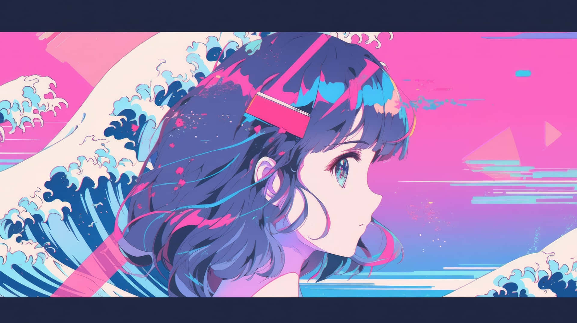 Retro Wave Anime Girl Aesthetic Wallpaper