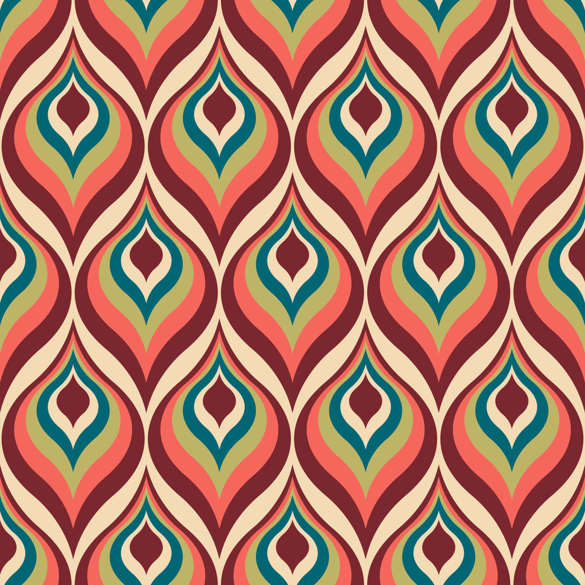 Retro Wavy Pattern Design Wallpaper
