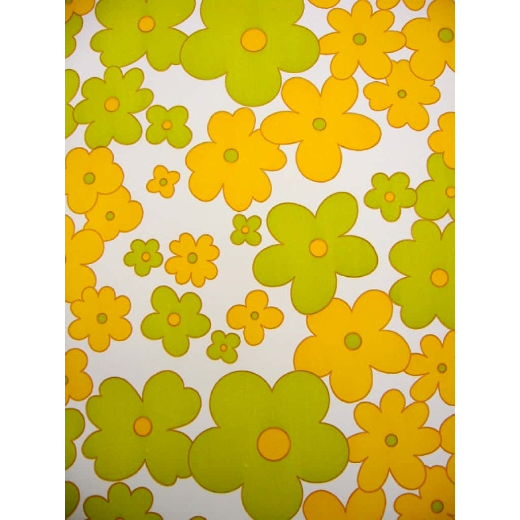 Retro Yellow Green Floral Pattern Wallpaper