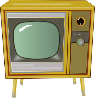 Retro Yellow Television Cartoon PNG