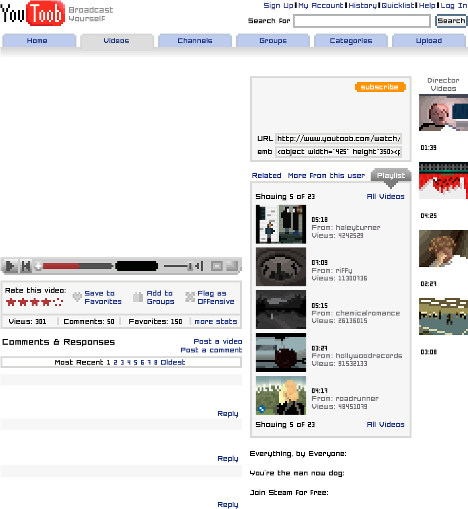 Retro You Tube My Chemical Romance Video Page PNG