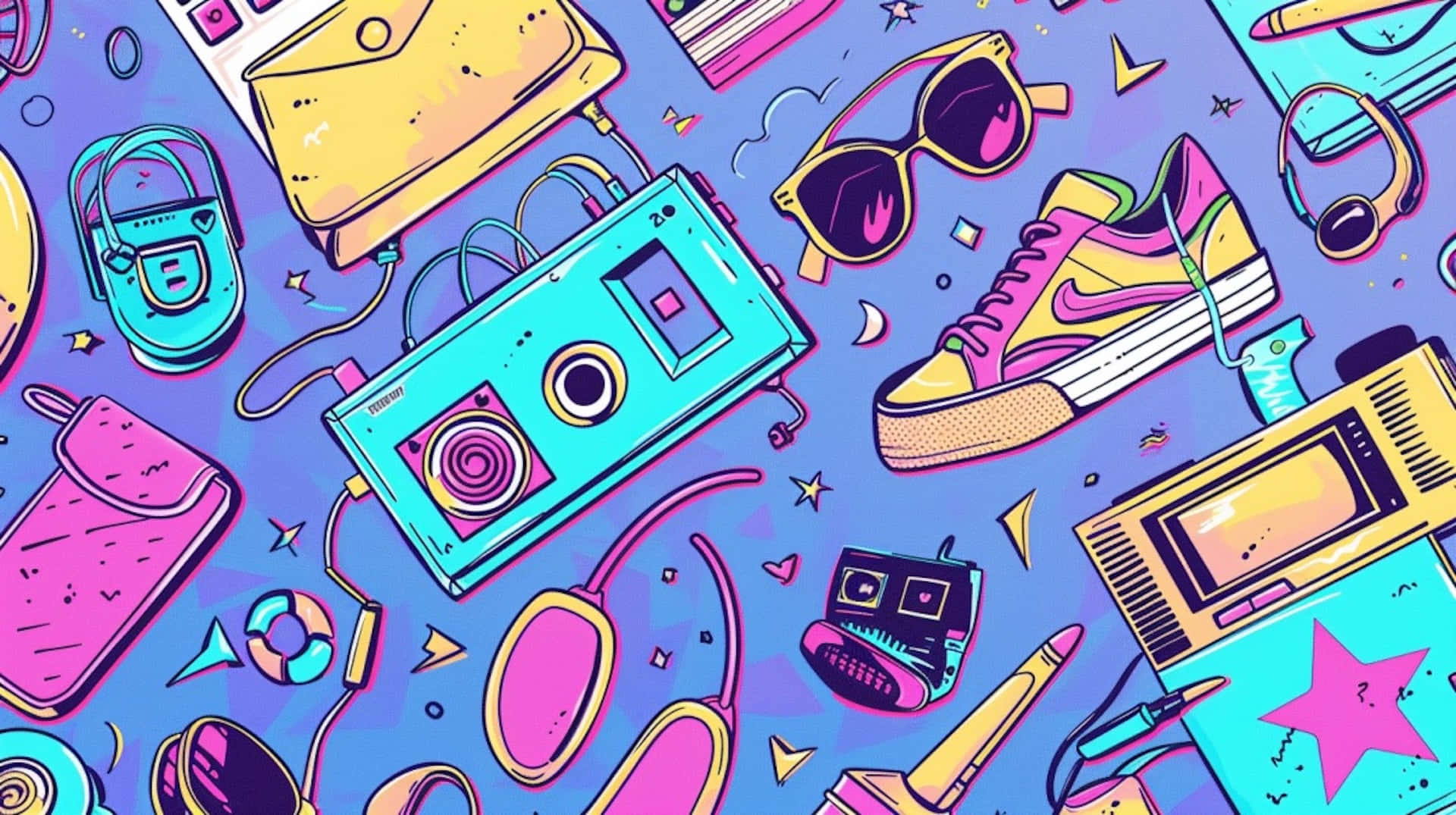 Retro00s Pop Culture Items Wallpaper