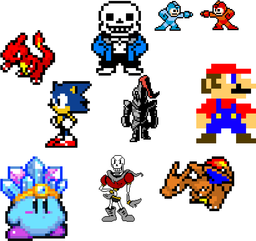 Retro_ Gaming_ Characters_ Collage PNG