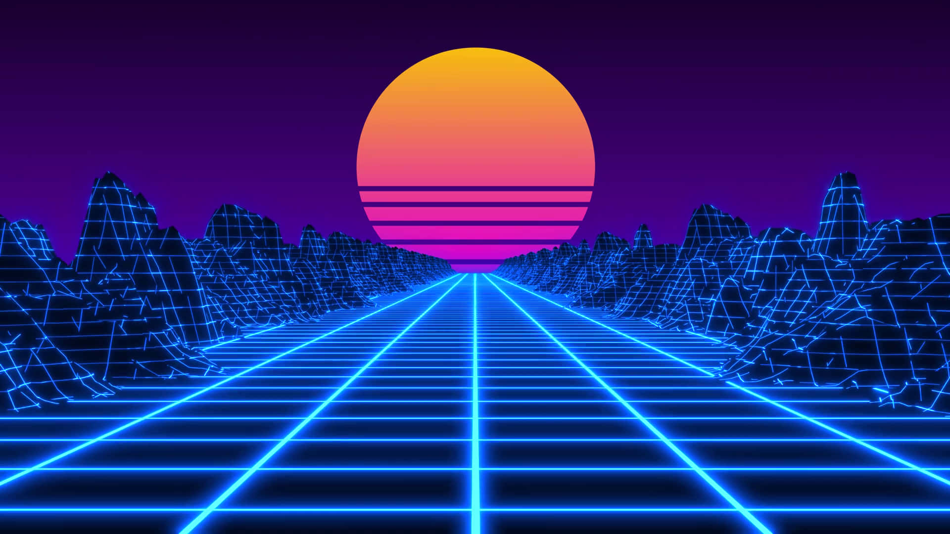 Get your nostalgia on with this striking Retrowave wall.