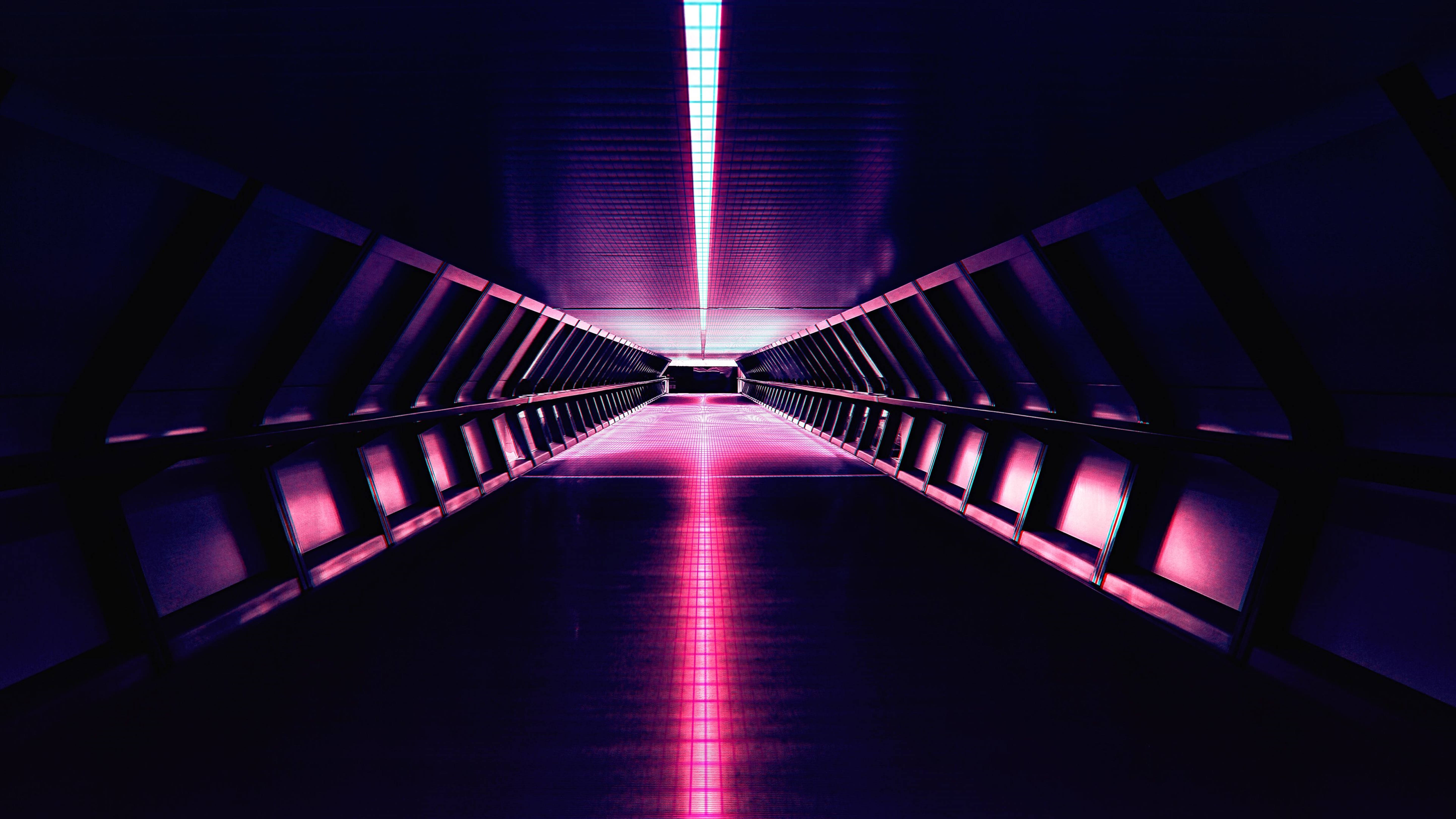 Retrowave Futuristic Pink Hallway 4k Wallpaper