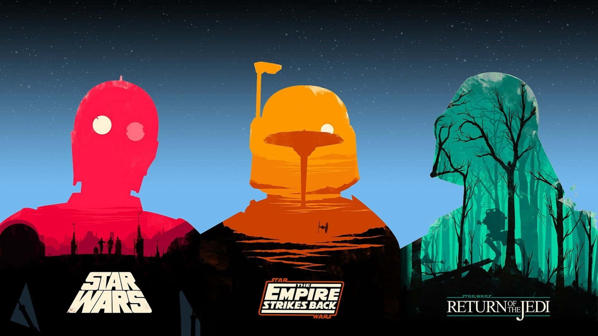 Heroic Trio: Luke, Han, and Leia in Return of The Jedi Wallpaper