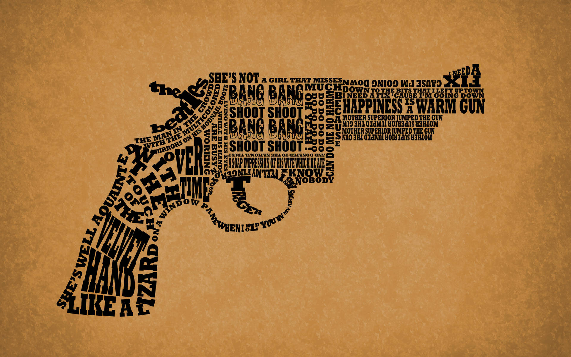 Revolver Gun Typography Art Wallpaper