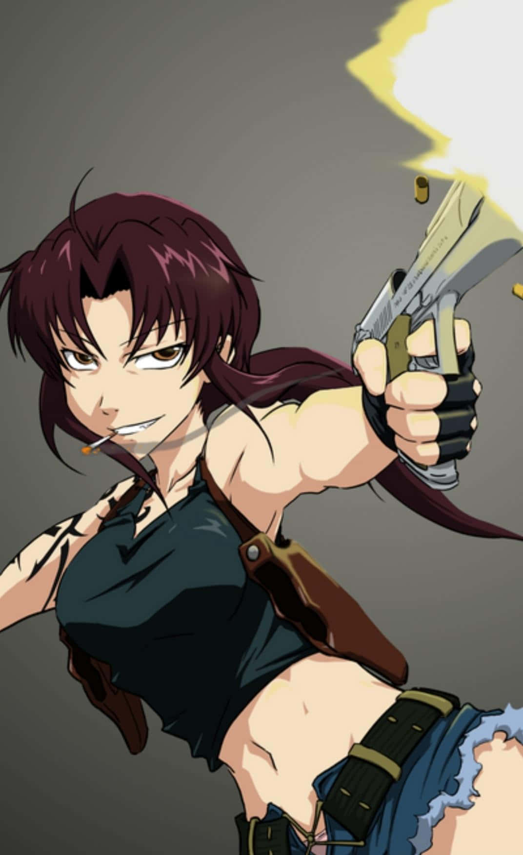 Revy Black Lagoon Anime Action Pose Bakgrunnsbildet