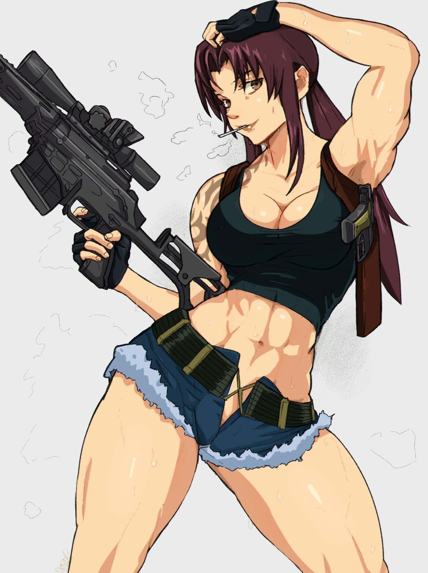 Personnage Anime Revy De Black Lagoon Avec Pistolet Fond d'écran