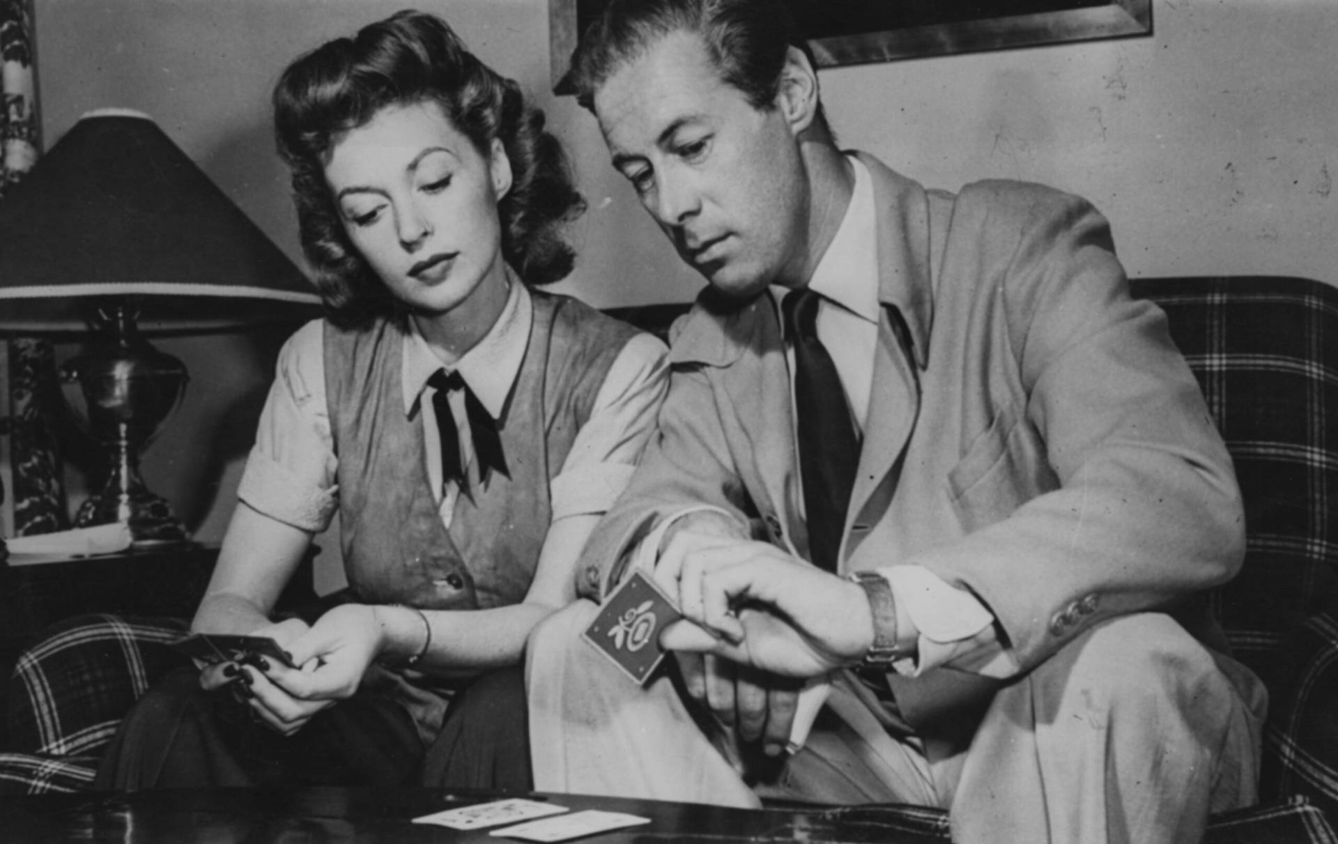 Rex Harrison And Lilli Palmer Playing Cards Wallpaper