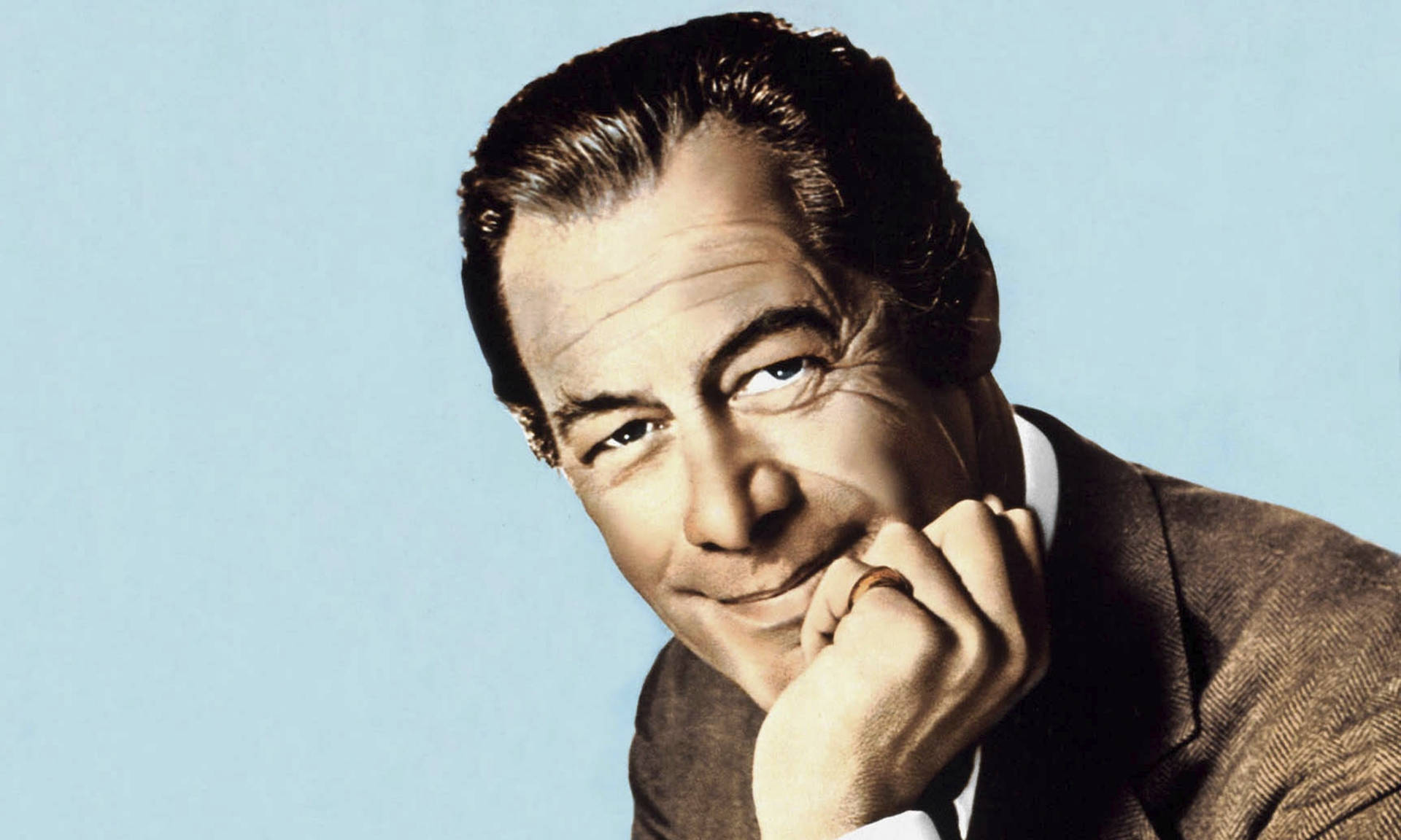 Rex Harrison Klassisk Film Ikon Portræt Tapet: Opdag udseendet og stilen af den store skuespiller, Rex Harrison. Wallpaper