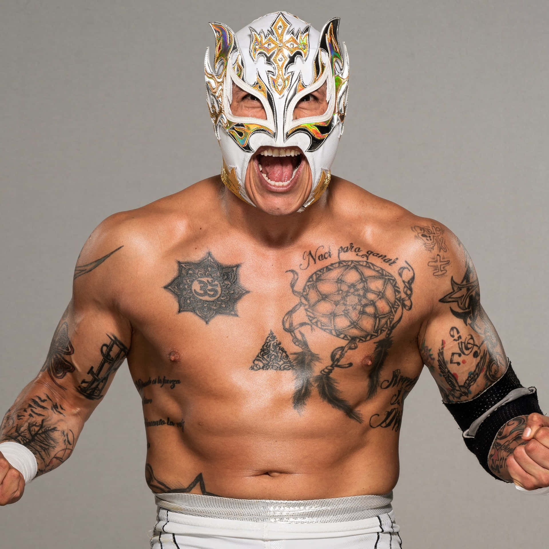 Rey Fenix, the Luchador Superstar, in his Signature White Mask Wallpaper