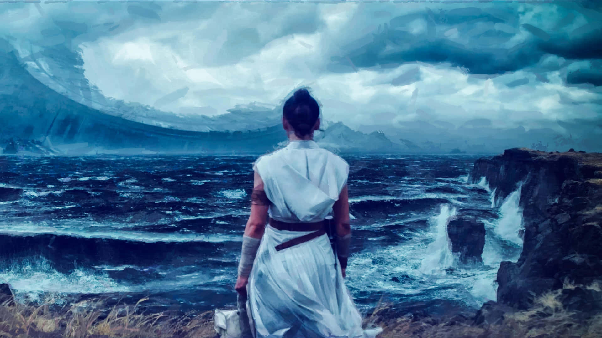 Rey Gazing Into The Distance Star Wars Art Wallpaper